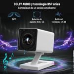 Mini Proyector Portátil 4K con 1080P Nativo, Android 11, WiFi 6 y Bluetooth 5.4, Corrección Trapecio Automática, HDMI/USB, Compatible con Teléfono y PC, Proyector para Cine en Casa