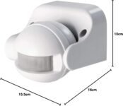 SCS Sentinel – HCN0043 – Detector de movimiento para iluminación exterior – Detección de distancia de 12 m en campo libre – Ángulo de 180° – IP44 – Sensor de luz