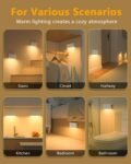 WILLED Luz LED con Sensor de Movimiento, 4 Piezas Luz Nocturna Infantil Recargable USB, 3 Modos (Auto/Encendido/Apagado), Luz LED Adhesiva para Pasillo, Escaleras, Gabinetes y Armarios