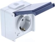 as – Schwabe 62460 – Enchufe Schuko con 2 Prensaestopas, IP 54, para Exterior, Gris