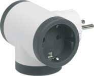 LEGRAND Adaptadores 2P+T, 3 Tomas Laterales/Tomas de Corriente, Plug Thief, Blanco/Gris Oscuro 694520