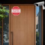 Pegatinas Alarma Conectada – Póster Videovigilancia – Placa Adhesiva de Zonas de Videovigilancia Material Vinilo 15 x 15 cm – 5ud