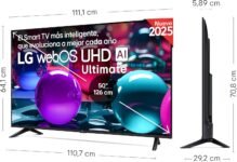 LG 50UA73006LA – TV 50″, UHD 4K, WebOS 25, Ultimate IA, HDR10 Pro, Super Upscaling, Dolby Digital Plus, Google Assistant, Negro