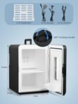 FOHERE Mini frigorífico pequeño 15 L/21 latas, AC + DC 12 V, modo silencioso, función frío/calor, frigorífico cosmético, negro