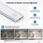 OUILA Luz de Armario con Sensor de Movimiento Luz Nocturna Recargable 6500K, Lámpara LED Adhesiva Regulable de 41 cm para Gabinete, Pasillo, Escaleras, Sótano, Cocina, Garaje