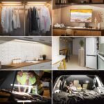 OUILA Luz de Armario con Sensor de Movimiento Luz Nocturna Recargable 6500K, Lámpara LED Adhesiva Regulable de 41 cm para Gabinete, Pasillo, Escaleras, Sótano, Cocina, Garaje