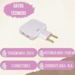 Pack de 3 enchufes de pared múltiples planos Thief con 3 enchufes y cabezal giratorio de 180°. Enchufe adaptador europeo y americano.