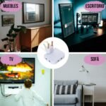 Pack de 3 enchufes de pared múltiples planos Thief con 3 enchufes y cabezal giratorio de 180°. Enchufe adaptador europeo y americano.