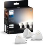 Philips Hue – Bombilla LED Inteligente, GU10, Luz Blanca Cálida a Fría, 4,2W 400 Lúmenes, Compatible con Alexa y Google Home – Pack de 3 Bombillas LED Inteligentes