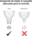 Philips Hue – Bombilla LED Inteligente, GU10, Luz Blanca Cálida a Fría, 4,2W 400 Lúmenes, Compatible con Alexa y Google Home – Pack de 3 Bombillas LED Inteligentes