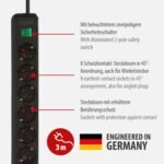 Brennenstuhl Regleta Eco-Line con 8 tomas (regleta con protección de contacto aumentada, interruptor y cable de 3 m) negro