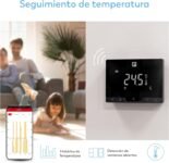 Garza Smart – Termostato Inteligente Wifi Inalámbrico para Caldera y Calefacción, Programable, Pantalla Táctil, Wifi 2.4GHz, Control Remoto por App y Voz Alexa/Google, Negro