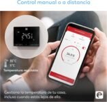 Garza Smart – Termostato Inteligente Wifi Inalámbrico para Caldera y Calefacción, Programable, Pantalla Táctil, Wifi 2.4GHz, Control Remoto por App y Voz Alexa/Google, Negro