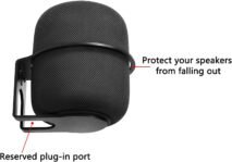 Soporte de pared de metal para HomePod 2023 de 2.ª generación/1.ª generación, soporte de ahorro de espacio compatible con HomePod 2.ª/1.ª con gestión de cables (negro)