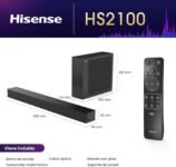 Hisense HS2100 Barra de Sonido 2.1, 240W, Dolby Audio, DTS Virtual X, Bluetooth 5.3, HDMI ARC/Óptico/AUX/USB, 6 Modos de Sonido, Modo TV, EzPlay