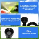 Sistema de riego automático de jardín de 360°, kit de riego de jardín, boquilla flexible ajustable, para patio de nebulización de césped, gran patio trasero(15m)
