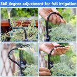 Sistema de riego automático de jardín de 360°, kit de riego de jardín, boquilla flexible ajustable, para patio de nebulización de césped, gran patio trasero(15m)