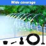 Sistema de riego automático de jardín de 360°, kit de riego de jardín, boquilla flexible ajustable, para patio de nebulización de césped, gran patio trasero(15m)