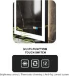 Espejo de Baño 60 x 80 cm Rectangular, Espejo de Baño con Luz LED, Botones Táctiles Inteligentes, Ajustable, 3 Temperaturas de Color, Vidrio Templado, Vertical/Horizontal.
