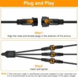 Distribuidor de luz de cadena en forma de 1 a 3 Y, IP65 impermeable, Plug and Play, cable de extensión exterior de 2 pines para luces de cortina, luces de Navidad, luces de jardín