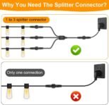 Distribuidor de luz de cadena en forma de 1 a 3 Y, IP65 impermeable, Plug and Play, cable de extensión exterior de 2 pines para luces de cortina, luces de Navidad, luces de jardín