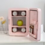 Flamingueo Nevera Pequeña 10L – Mini Nevera Espejo y Luz LED, Nevera 12V/220V, Función Frío y Calor, Nevera Cosmética, Nevera Cuidado de la Piel, Mini Nevera