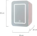 Flamingueo Nevera Pequeña 10L – Mini Nevera Espejo y Luz LED, Nevera 12V/220V, Función Frío y Calor, Nevera Cosmética, Nevera Cuidado de la Piel, Mini Nevera