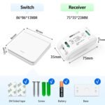 Kit de interruptor de luces inalámbrico, transmisor de interruptor de pared inalámbrico extraíble, rango de radio de 100 m para dispositivos de iluminación de hasta 2300 W (2 a 1)