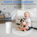 Purificador de aire con filtro HEPA, sistema de 3 etapas (prefiltro + HEPA + carbón activo) elimina alergias, elimina el olor alérgico al polen y la caspa de mascotas, humo, 37 dB