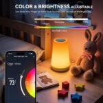 Auxmir Lámparas de Noche WiFi, Lámpara de Mesa LED, Compatible con Alexa y Google Home, Luz Nocturna 256 Colores, Control Táctil y App Tuya Smart/Smart Life, Solo 2.4GHz