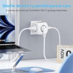 Enchufe de cubo 5 en 1, enchufe múltiple de 3680W, enchufes de ladrón 5AC, enchufes de regleta de enchufes para oficina, cocina y dormitorio