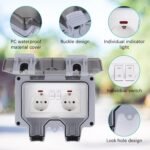 Toma Exterior Impermeable con Interruptor y Luz Indicadora, Toma IP66, Toma Resistente a Superficies para Cocina, Baño, Garaje, Piscina y Jardín