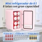 YASHE Mini refrigerador de 6 litros/8 latas 220-240 V CA/CC Refrigerador termoeléctrico portátil para dormitorio, cuidado de la piel, bebidas, oficina, dormitorio y automóvil, rosa