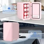 YASHE Mini refrigerador de 6 litros/8 latas 220-240 V CA/CC Refrigerador termoeléctrico portátil para dormitorio, cuidado de la piel, bebidas, oficina, dormitorio y automóvil, rosa