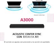 Sony HT-A3000 Barra de sonido, Dolby Atmos 3.1 canales, con subwoofer incorporado, DTS:X, mapeo de sonido espacial 360, funciona con Alexa y Google Assistant Negro