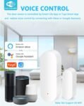 Sensor inteligente WiFi para puertas y ventanas – Alarma inalámbrica compatible con Alexa y Google Assistant – No requiere concentrador – Paquete de 4