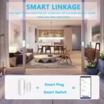 Sensor inteligente WiFi para puertas y ventanas – Alarma inalámbrica compatible con Alexa y Google Assistant – No requiere concentrador – Paquete de 4