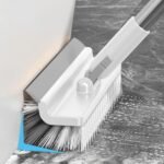 Fregadora de pisos con raspador | Cepillo de limpieza de pisos de 180° con extractor de pisos, cepillo multiusos incorporado, cerdas giratorias, para áreas de difícil acceso