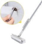 Fregadora de pisos con raspador | Cepillo de limpieza de pisos de 180° con extractor de pisos, cepillo multiusos incorporado, cerdas giratorias, para áreas de difícil acceso