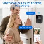Timbre con Video, Timbre Inalámbrico con WiFi de 2.4GHz, Timbre con Video HD 1080p Timbre Inteligente con Cámara, Visión Nocturna, Audio Bidireccional, Fácil Instalación por Propia (Negro)