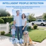 Timbre con Video, Timbre Inalámbrico con WiFi de 2.4GHz, Timbre con Video HD 1080p Timbre Inteligente con Cámara, Visión Nocturna, Audio Bidireccional, Fácil Instalación por Propia (Negro)