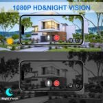 Timbre con Video, Timbre Inalámbrico con WiFi de 2.4GHz, Timbre con Video HD 1080p Timbre Inteligente con Cámara, Visión Nocturna, Audio Bidireccional, Fácil Instalación por Propia (Negro)