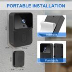 Timbre con Video, Timbre Inalámbrico con WiFi de 2.4GHz, Timbre con Video HD 1080p Timbre Inteligente con Cámara, Visión Nocturna, Audio Bidireccional, Fácil Instalación por Propia (Negro)