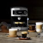 Cecotec Cafetera Express Manual Power Espresso 20. 850 W, Presión 20 Bares, Depósito de 1,6L, Doble Brazo de Salida, Vaporera, Superficie Calientatazas, Acabado en Acero Inoxidable