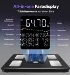 Báscula impedancómetro conectada GE, 8 electrodos, báscula corporal de alta precisión con medición de grasa corporal y músculos, 27 medidas diferentes, 180 kg/400 lb