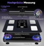 Báscula impedancómetro conectada GE, 8 electrodos, báscula corporal de alta precisión con medición de grasa corporal y músculos, 27 medidas diferentes, 180 kg/400 lb