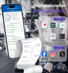 Báscula impedancómetro conectada GE, 8 electrodos, báscula corporal de alta precisión con medición de grasa corporal y músculos, 27 medidas diferentes, 180 kg/400 lb