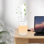 Humidificador, Humidificador Silencioso de 600 Ml para Bebés, Mini Humidificador Portátil con Luz Nocturna Ajustable, para Dormitorio, Viajes, Oficina, Plantas, Alimentado por USB