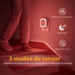 Luz nocturna enchufable de 2 piezas con sensor de movimiento, 3 modos de sensor, luz nocturna regulable para niños, escalera, dormitorio, cocina, baño, rojo