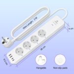 ANTELA Regleta Inteligente WiFi 3680W/16A, 4 Tomas + 2 USB A+2 USB C (Carga Rápida), Monitorización de Consumo, Horarios y Temporizadores, Compatible con Alexa y Google Home, Wifi 2.4 Ghz